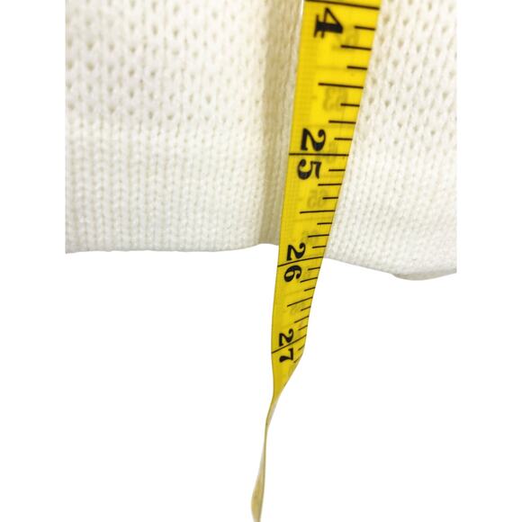 Vintage Sears Floral Embroidered White Knit Cardigan Sweater Size M - Picture 6 of 6